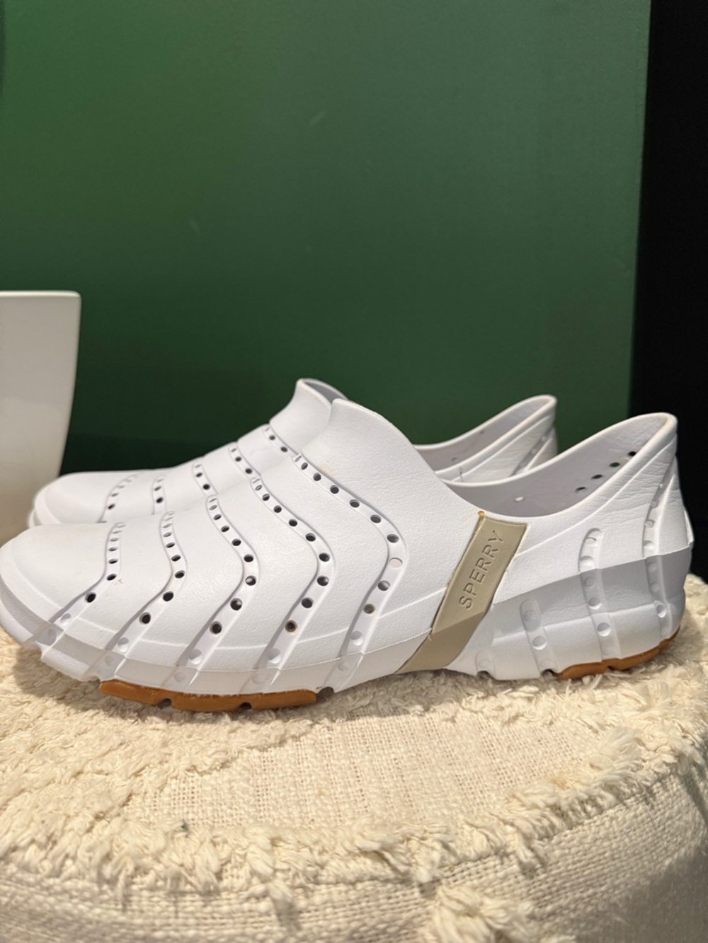 Sperry White Slip-On Perforated Water-Ready Women's Mule